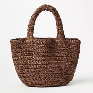 NWT Loft Raffia Bag Chocolate Brown